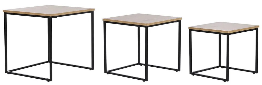 Σετ με 3 τραπέζια DKD Home Decor Μαύρο Μέταλλο 45 x 45 x 45 cm Ξύλο MDF