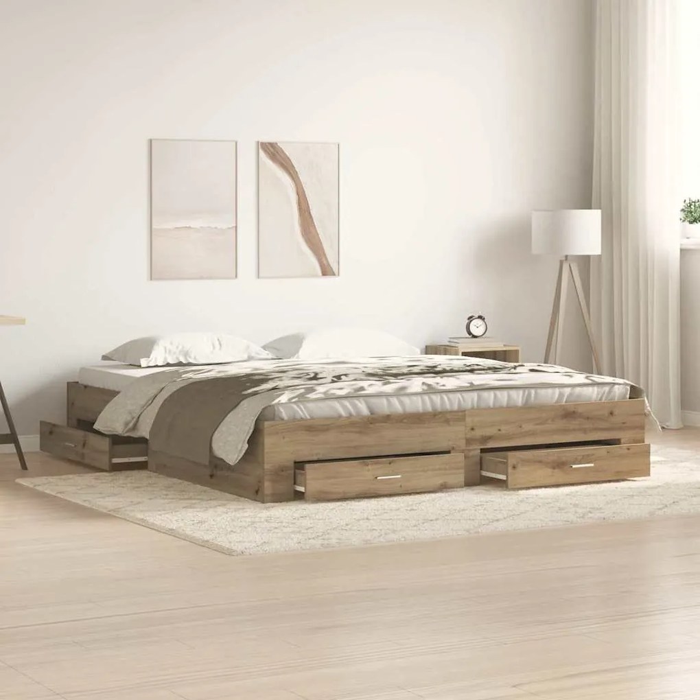 vidaXL Κρεβάτι με Συρτάρια Artisan Oak 180x200 cm Επεξεργασμένο Ξύλο