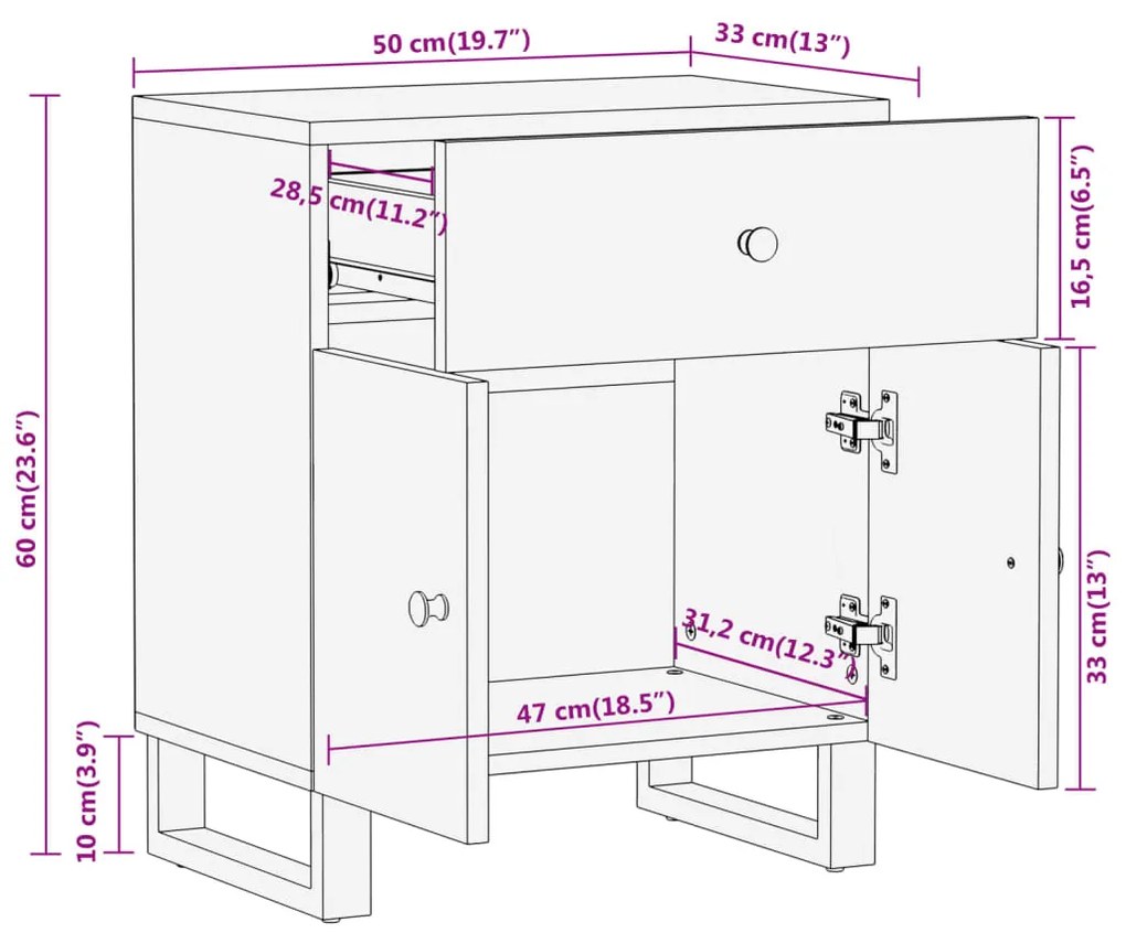 ΚΟΜΟΔΙΝΟ ΚΑΦΕ ΚΑΙ ΜΑΥΡΟ 50X33X60 ΕΚ. ΑΠΟ ΜΑΣΙΦ ΞΥΛΟ ΜΑΝΓΚΟ 356794