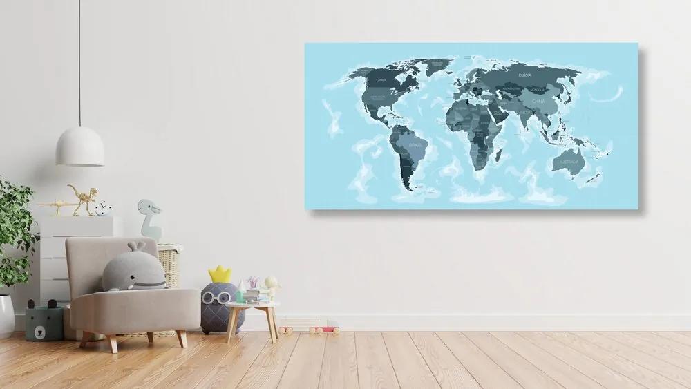 Εικόνα ενός όμορφου χάρτη σε φελλό με μπλε απόχρωση - 100x50  arrow