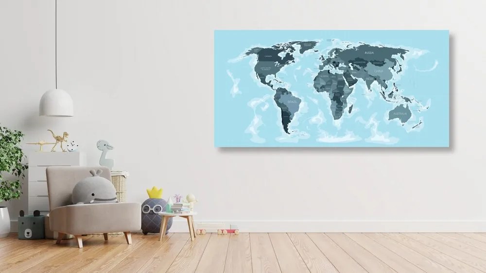 Εικόνα ενός όμορφου χάρτη σε φελλό με μπλε απόχρωση - 100x50  color mix