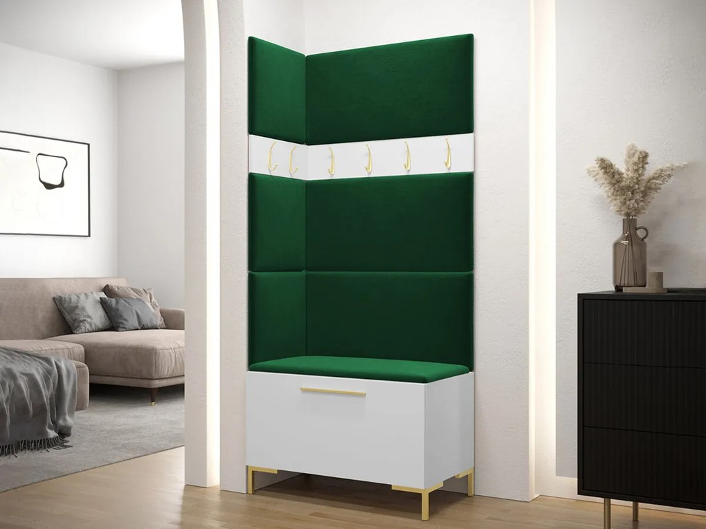 Σετ διαδρόμου Hartford F103, 196x84x46cm, 34 kg, Άσπρο, Ταπισερί, Πλαστικοποιημένη μοριοσανίδα, Εντοιχισμένη, Τοίχου | Epipla1.gr