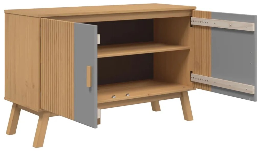 vidaXL Μπουφές OLDEN Γκρι &amp; Καφέ 114x43x73,5 εκ. από Μασίφ Ξύλο Πεύκου