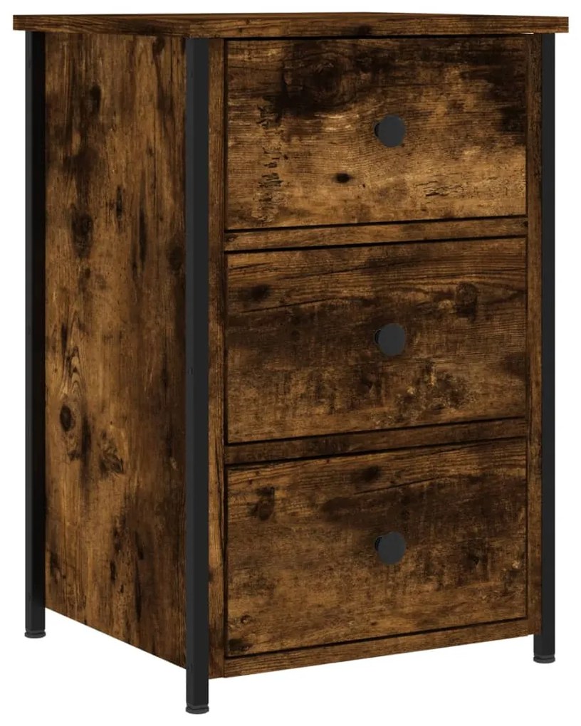 vidaXL Κομοδίνα 2 τεμ. Καπνιστή Δρυς 40 x 36 x 60 εκ. Επεξεργ. Ξύλο