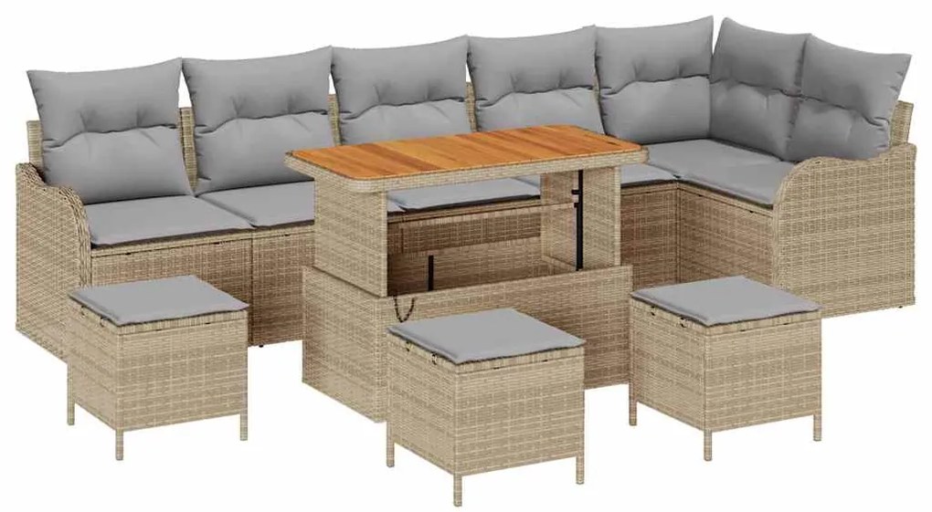 vidaXL Σετ Καναπέ Κήπου 10 pcs Μπεζ συνθετικό ρατάν