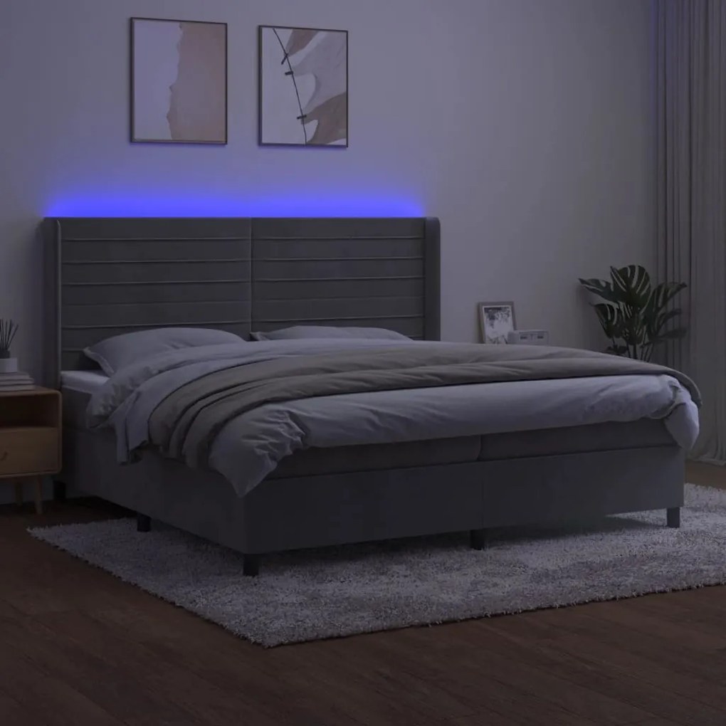 ΚΡΕΒΑΤΙ BOXSPRING ΜΕ ΣΤΡΩΜΑ &amp; LED ΑΝ.ΓΚΡΙ 200X200 ΕΚ. ΒΕΛΟΥΔΙΝΟ 3139643