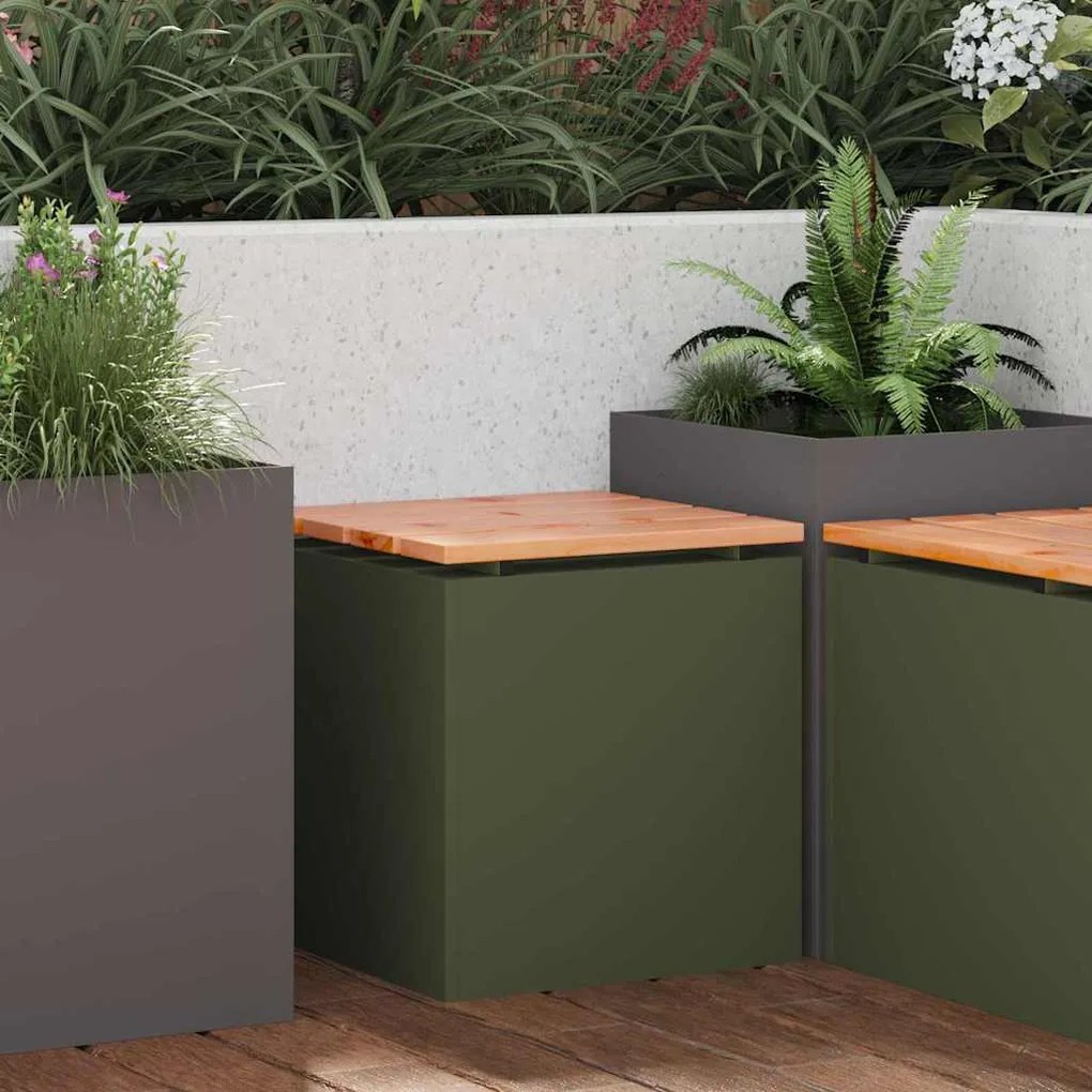 vidaXL Παγκάκι κήπου Λαδί 40 x 40 x 43 cm Ατσάλι