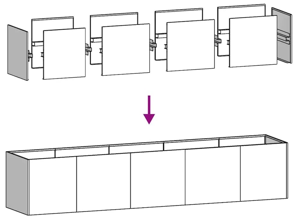 Ζαρντινιέρα Μαύρη 200x40x40 εκ. από Χάλυβα Ψυχρής Έλασης - Μαύρο