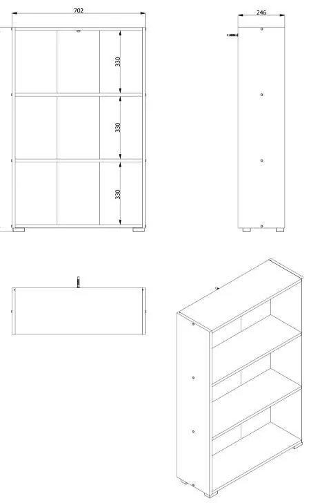 Βιβλιοθήκη Tomar 3 Λευκό 70x24,5x107,5 εκ. 70x24.5x107.5 εκ.