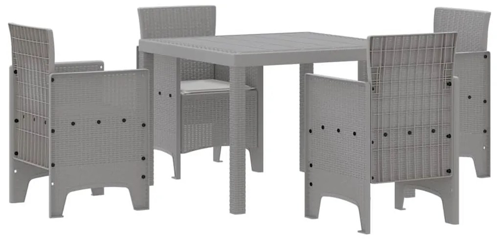 vidaXL Σέτ φαγητού για κήπο 5 pcs Ανοιχτό γκρι Rattan Polt