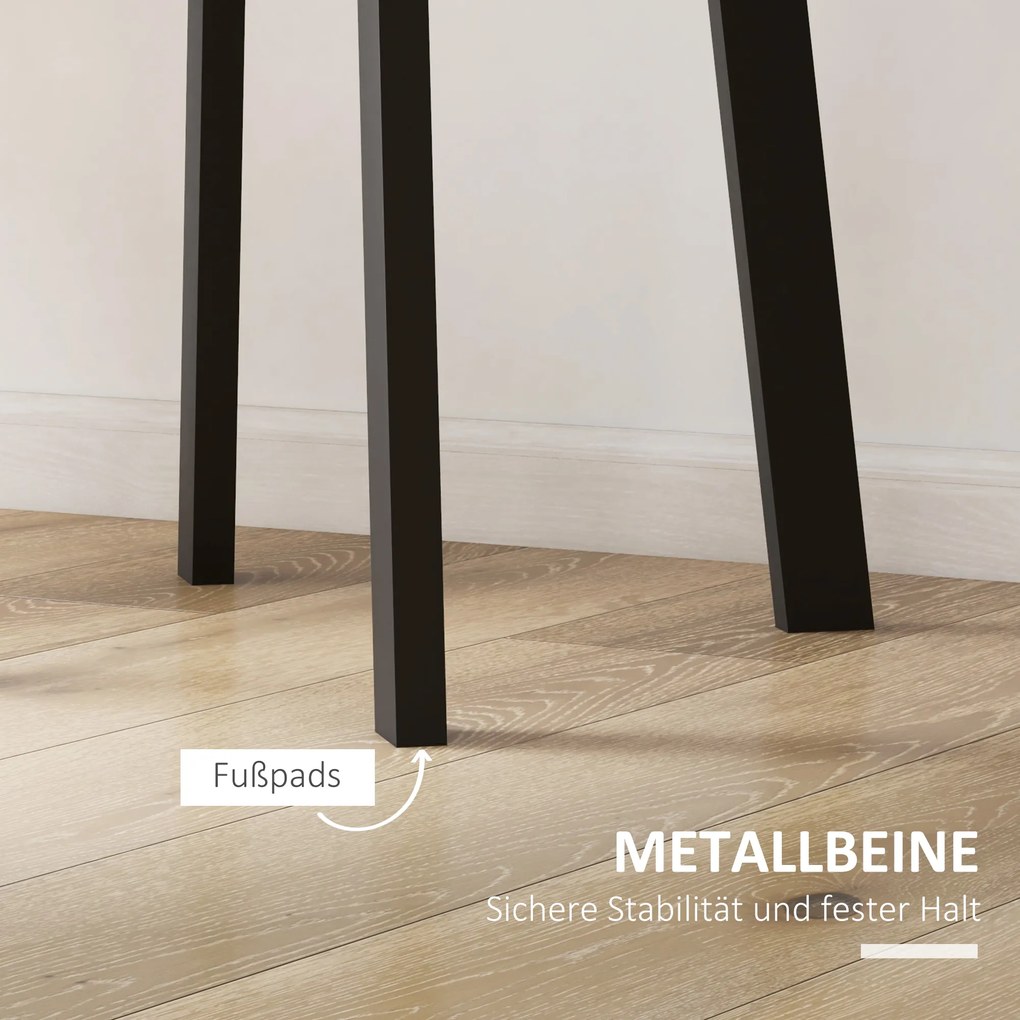 Τραπέζι τραπεζαρίας για 2 άτομα, λευκή επιφάνεια, μεταλλικά πόδια με τάπες, Ø72 x 75Υ cm, μαύρο χρώμα