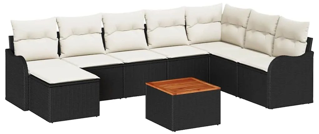 vidaXL Σετ Καναπέ Κήπου με μαξιλάρι 9 pcs Μαύρο συνθετικό ρατάν