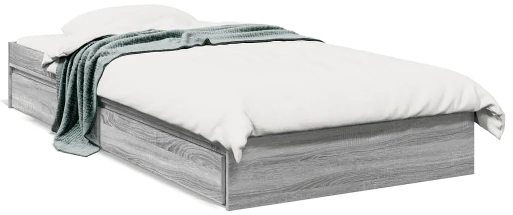 vidaXL Πλαίσιο Κρεβατιού με Συρτάρια Γκρι Sonoma 75x190 εκ. Επεξ. Ξύλο