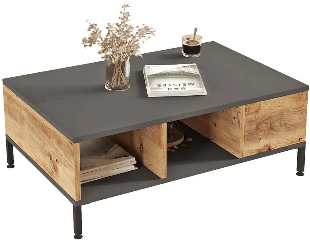 Τραπέζι Σαλονιού 956LCS1236 90x60x33,1cm Pine-Anthracite