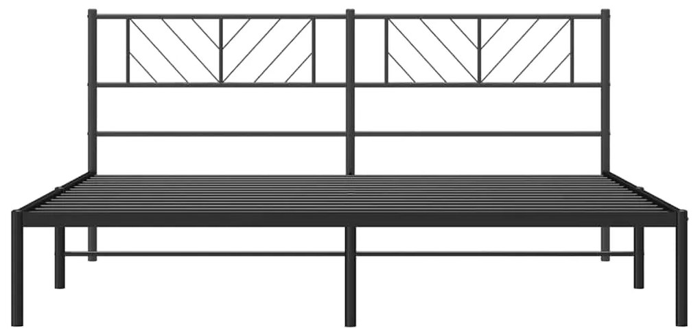 vidaXL Πλαίσιο Κρεβατιού με Κεφαλάρι Μαύρο 193 x 203 εκ. Μεταλλικό