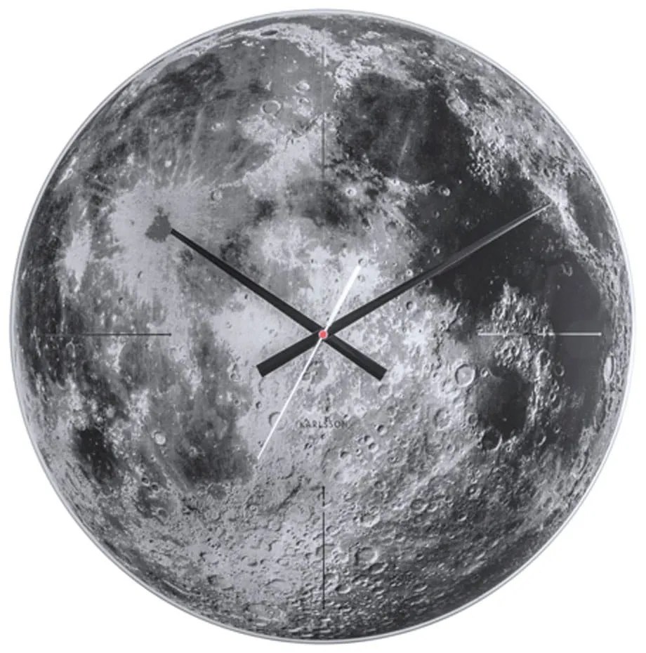 Ρολόι Τοίχου KA5475 Moon D60cm Grey-Black Karlsson Γυαλί