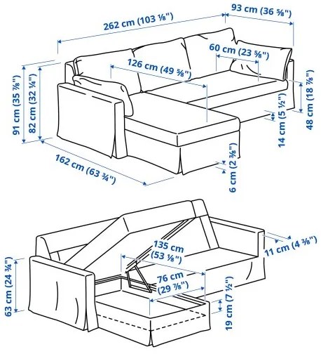 HYLTARP 3θέσιος καναπές με σεζλόνγκ, αριστερά 294.896.98