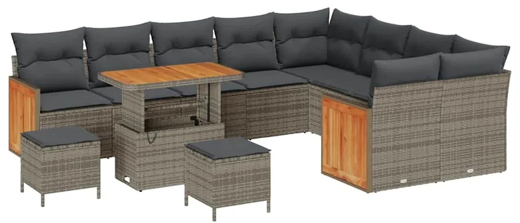 vidaXL Σετ Καναπέ Κήπου 12 pcs Γκρι 90 x 55 x 71 cm συνθετικό ρατάν
