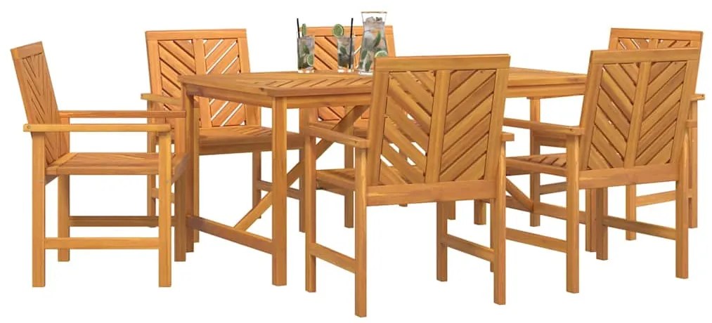 vidaXL Σέτ φαγητού για κήπο 7 pcs Καφέ 150 x 90 x 74 cm