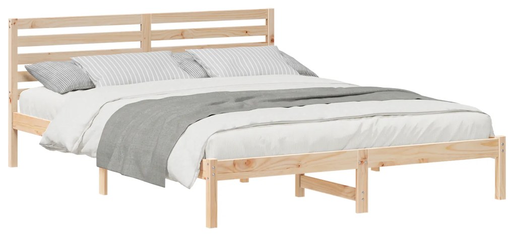 vidaXL Σκελετός Κρεβατιού Καφέ 160 x 220 cm Συμπαγές ξύλο πεύκου