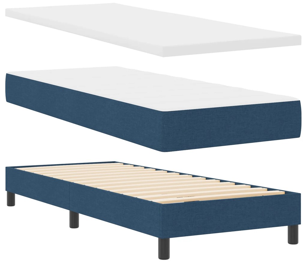 vidaXL Κρεβάτι Box Spring με Στρώμα & LED Μπλε 80x200 εκ. Υφάσματος