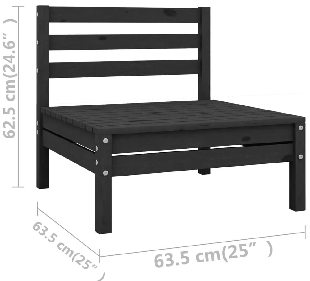 vidaXL Σαλόνι Κήπου Σετ 8 Τεμαχίων Μαύρο από Μασίφ Ξύλο Πεύκου