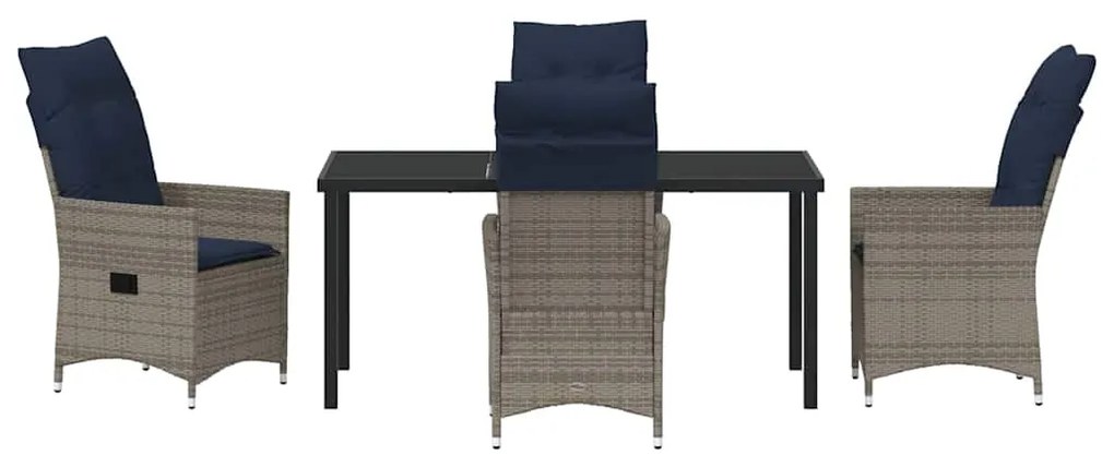 vidaXL Σετ τραπεζιού και καρέκλας με μαξιλάρι 5 pcs Γκρι Ράτα PE