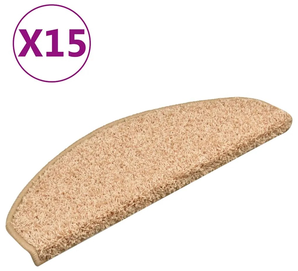 vidaXL Πατάκια Σκαλιών 15 τεμ. Χρυσά Ημίστρογγυλά Μεγάλα 65x21x4 εκ.
