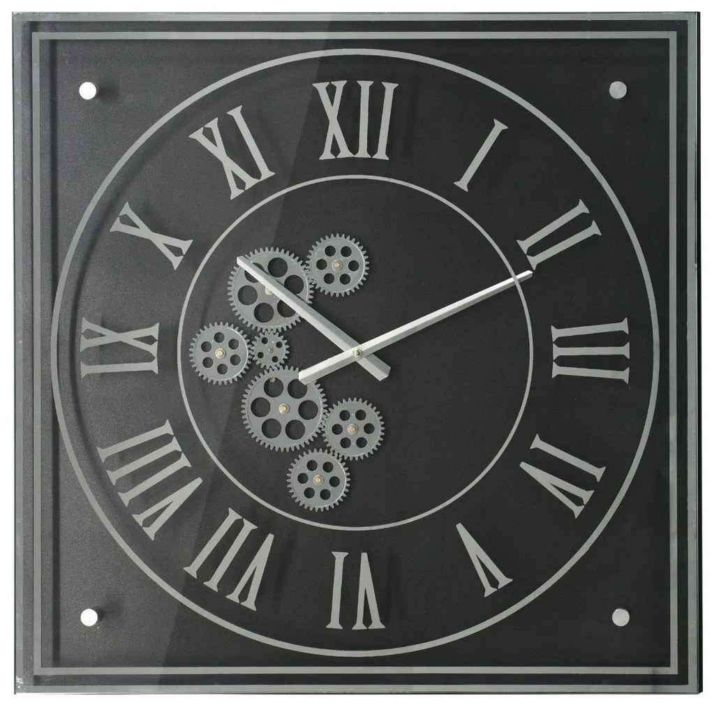 Artekko Clock Ρολόι Τοίχου με Γρανάζια Μέταλλο Γυαλί Μαύρο (61x61x6)cm Artekko 45735