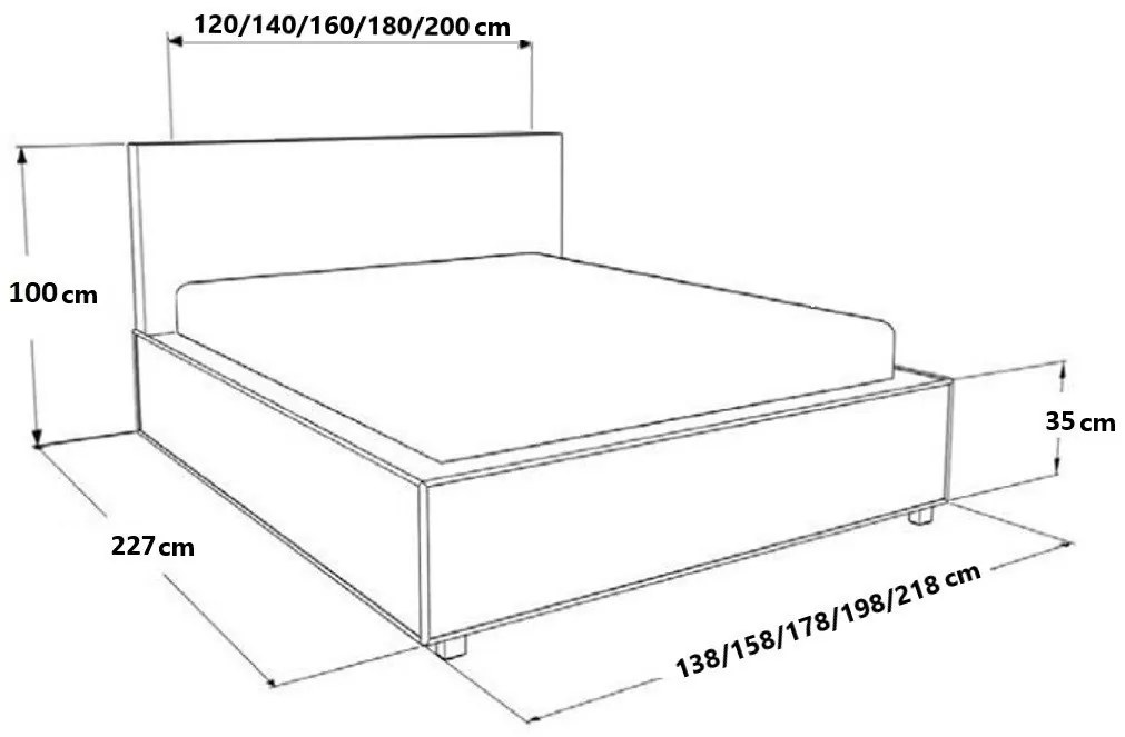 Επενδυμένο κρεβάτι Toro-Gkri-120 x 200