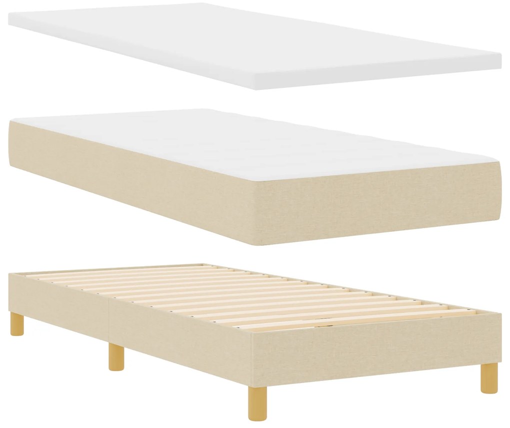 vidaXL Κρεβάτι με Στρώμα σε Κρέμ, 90x200 εκ., Υφασμάτινο