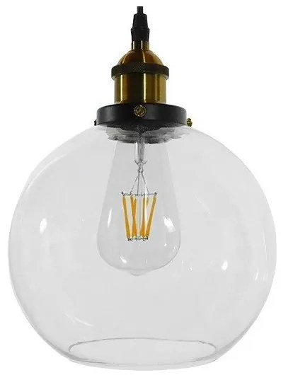Κρεμαστό Φωτιστικό Οροφής Γυάλινο Φ18 GloboStar COLLINS 01170-1170-Διάφανο 01170