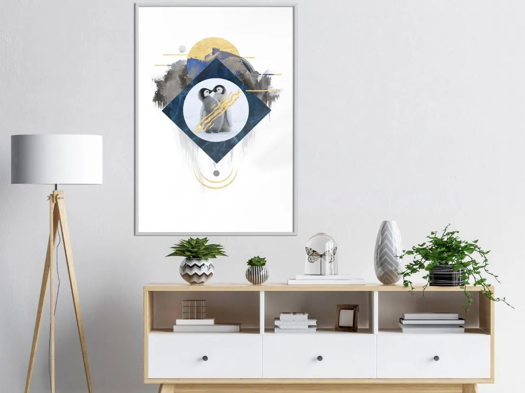 Αφίσα - Little Penguins - 20x30 - Χρυσό - Με πασπαρτού