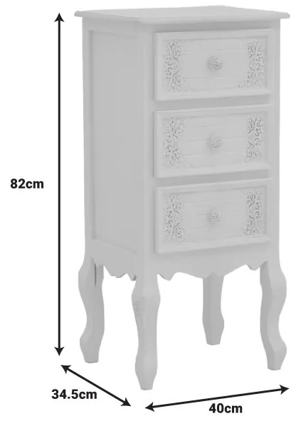 Συρταριέρα Pazlen Inart mdf σε λευκή αντικέ απόχρωση 40x34.5x82εκ