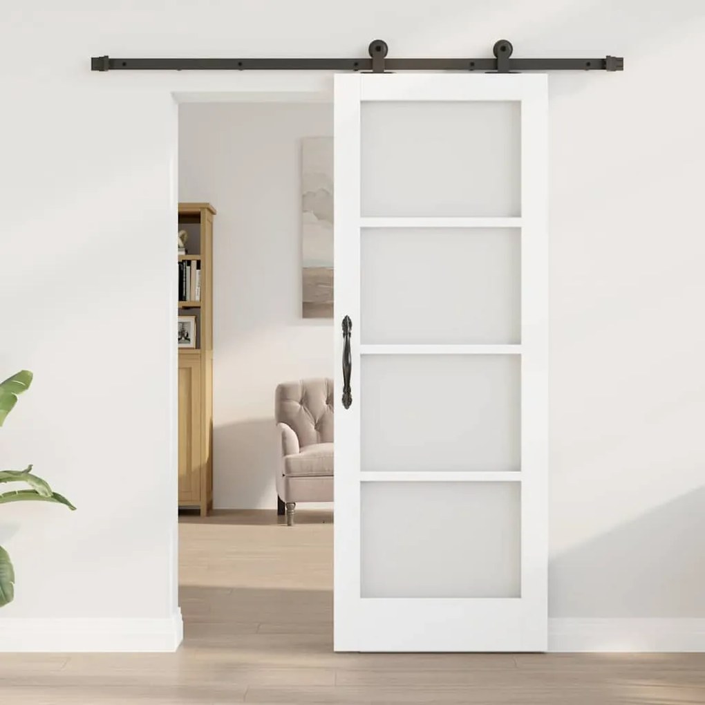 vidaXL Συρόμενη Πόρτα Λευκό 73.5 x 198.5 εκ. Ξύλο και μέταλλο