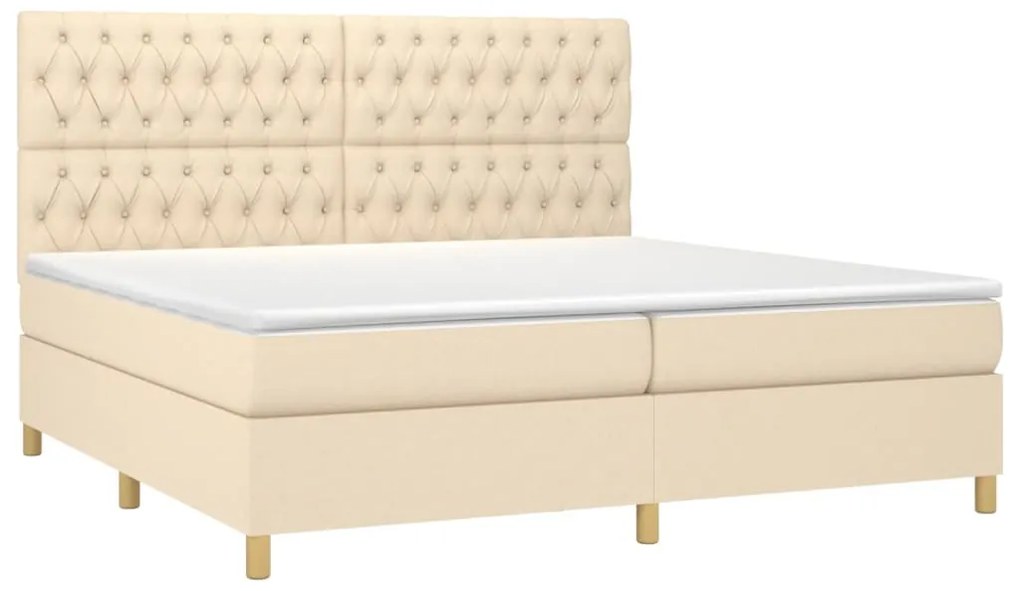 ΚΡΕΒΑΤΙ BOXSPRING ΜΕ ΣΤΡΩΜΑ ΚΡΕΜ 200X200 ΕΚ. ΥΦΑΣΜΑΤΙΝΟ 3142606