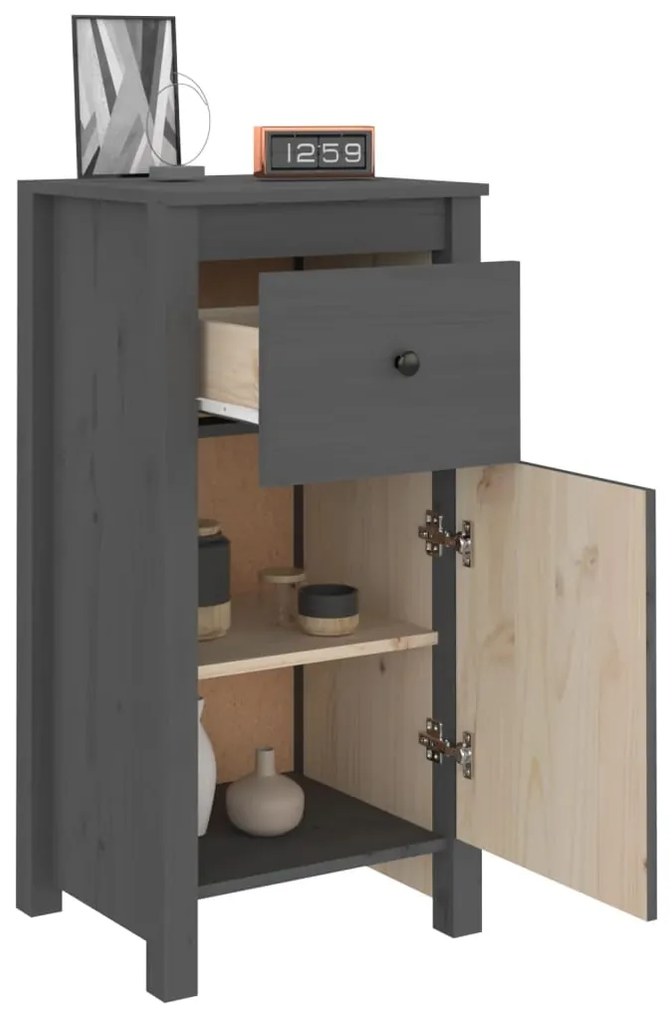 vidaXL Συρταριέρες 2 τεμ. Γκρι 40 x 35 x 80 εκ. από Μασίφ Ξύλο Πεύκου