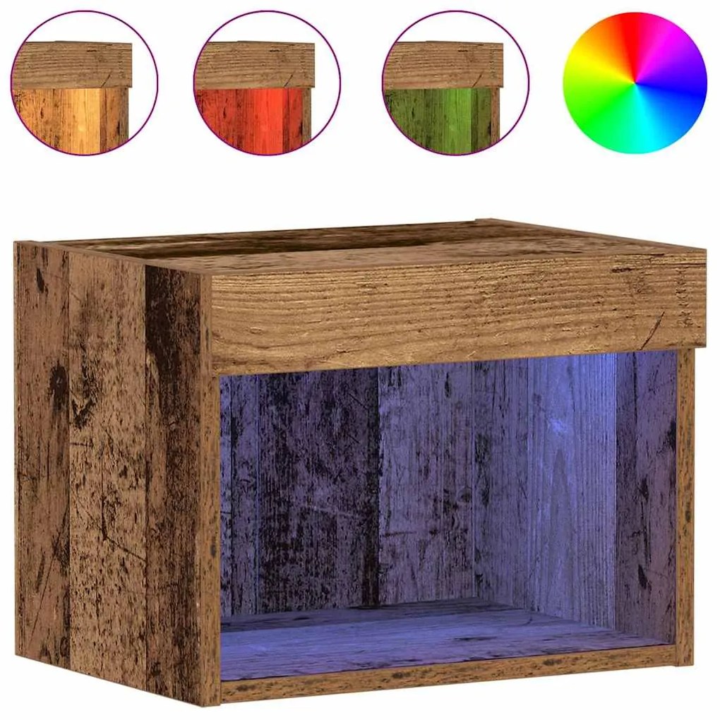 vidaXL Ντουλάπια με LED Φώτα 2 τμχ Παλαιό Ξύλο 40x30x30 εκ
