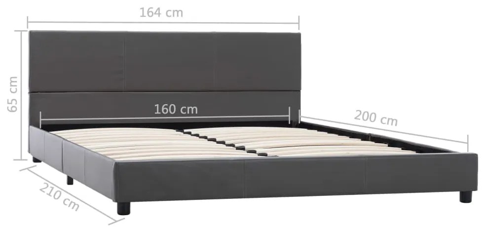 vidaXL Πλαίσιο Κρεβατιού Γκρι 160 x 200 εκ. από Συνθετικό Δέρμα