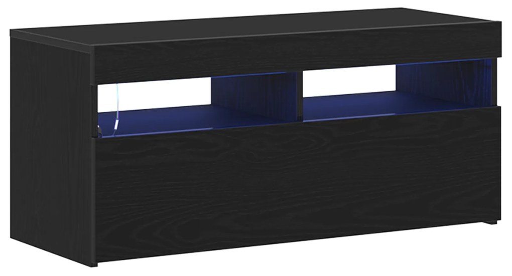 vidaXL Τηλεόραση Κάμπινγκ με LED Φώτα, Μαύρο Δρυς, 90x35x40 εκ, Επεξεργασμένο Ξύλο