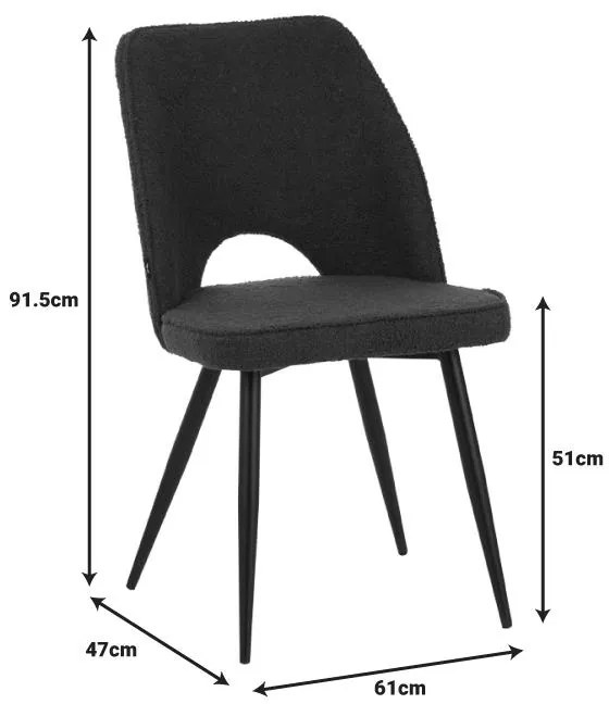 Καρέκλα Renish ύφασμα cappuccino - μαύρα μεταλλικά πόδια 61x47x91,5 εκ. 47x61x91.5 εκ.