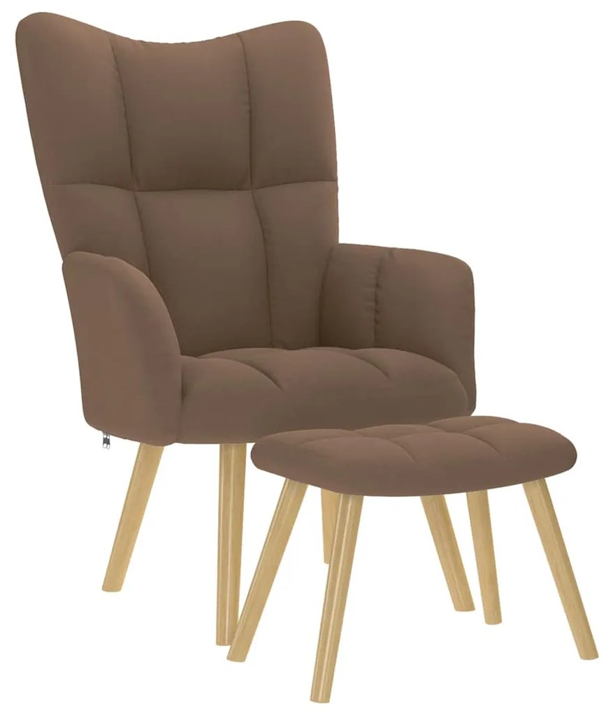 vidaXL Πολυθρόνα Relax Καφέ Υφασμάτινη με Υποπόδιο