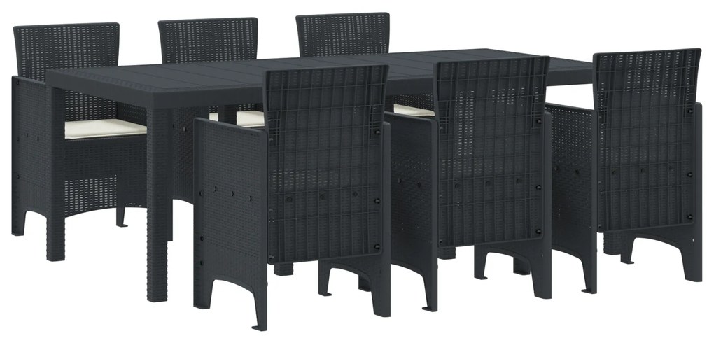 vidaXL Σετ Τραπεζαρίας Κήπου 7 pcs Ανθρακί 200 x 100 x 73 εκ.