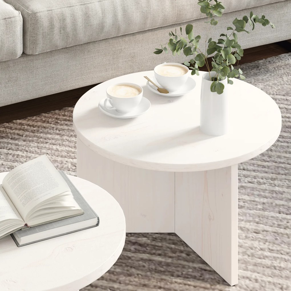 vidaXL Σετ Τραπεζιού Για Καφέ 2 pcs Λευκό 49 x 49 x 28 εκ