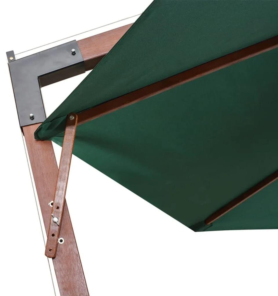 Ομπρέλα Κρεμαστή Πράσινη 350 εκ. με Ξύλινο Ιστό - Πράσινο