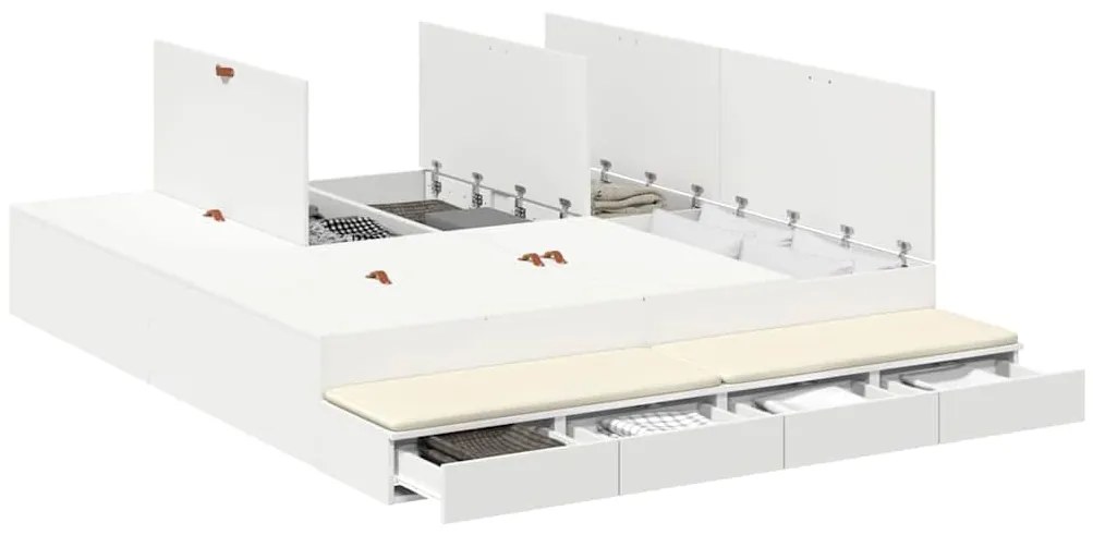 vidaXL Κρεβάτι με αποθηκευτικό χώρο Λευκό 236.5 x 200 x 31.5 εκατοστά