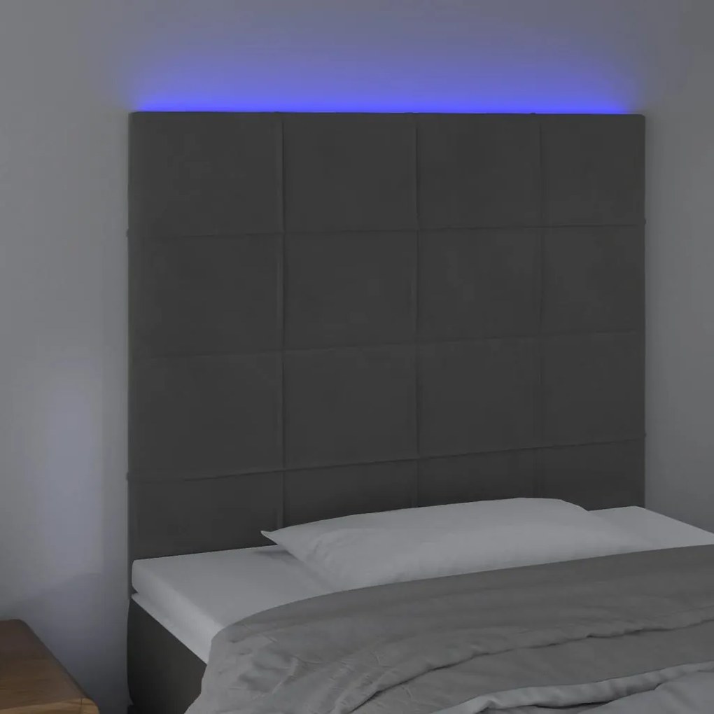 Κεφαλάρι Κρεβατιού LED Σκούρο Γκρι 90x5x118/128 εκ. Βελούδινο 3122461