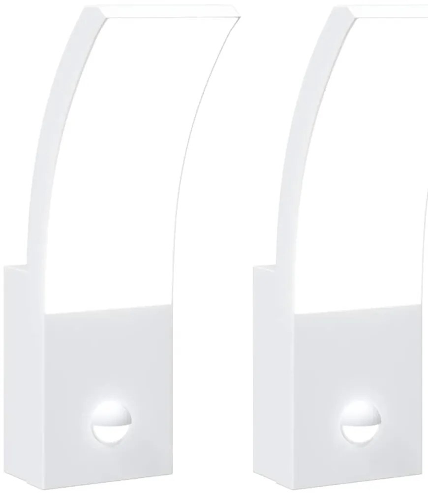 vidaXL Φωτιστικά Τοίχου Εξ. Χώρου LED με Αισθ. 2 τεμ Λευκό Χυτοσ/Αλουμ