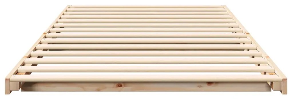 vidaXL Κρεβάτι δαπέδου Καφέ 100 x 220 cm Μασίφ ξύλο πεύκου