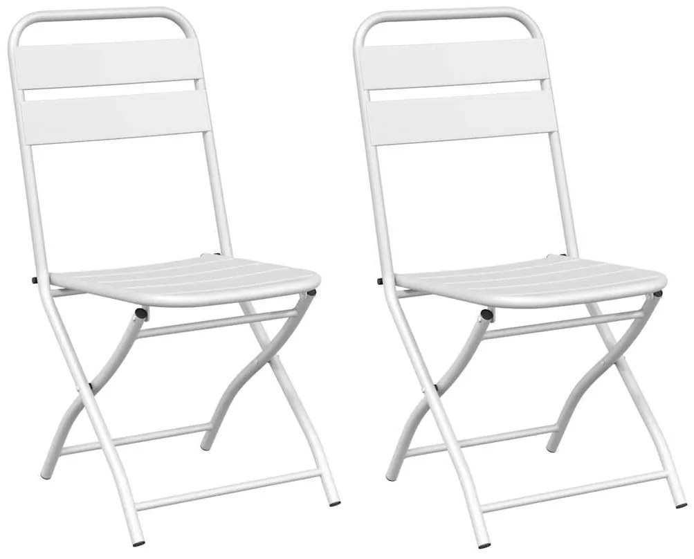 vidaXL Πτυσσόμενη Καρέκλα Κήπου 2 pcs Λευκό 55 x 56.5 x 91εκ Ατσάλι